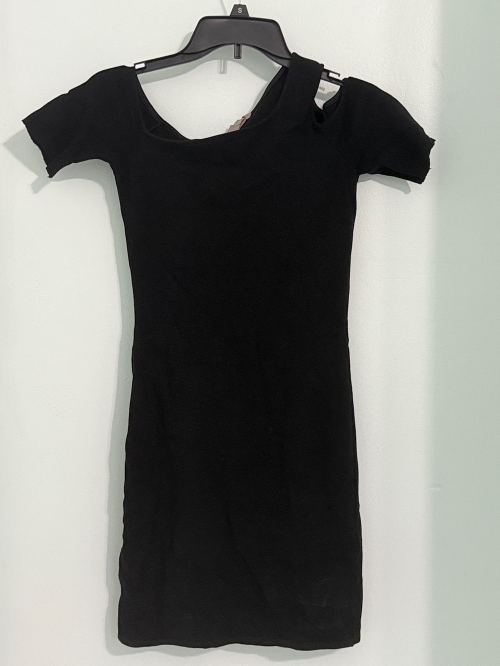 Black Cutout Short Sleeve Bodycon Cold Shoulder Dress - Women